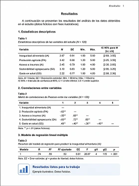 Ejemplo de tabla de resultados estadísticos lista para insertar en un trabajo académico
